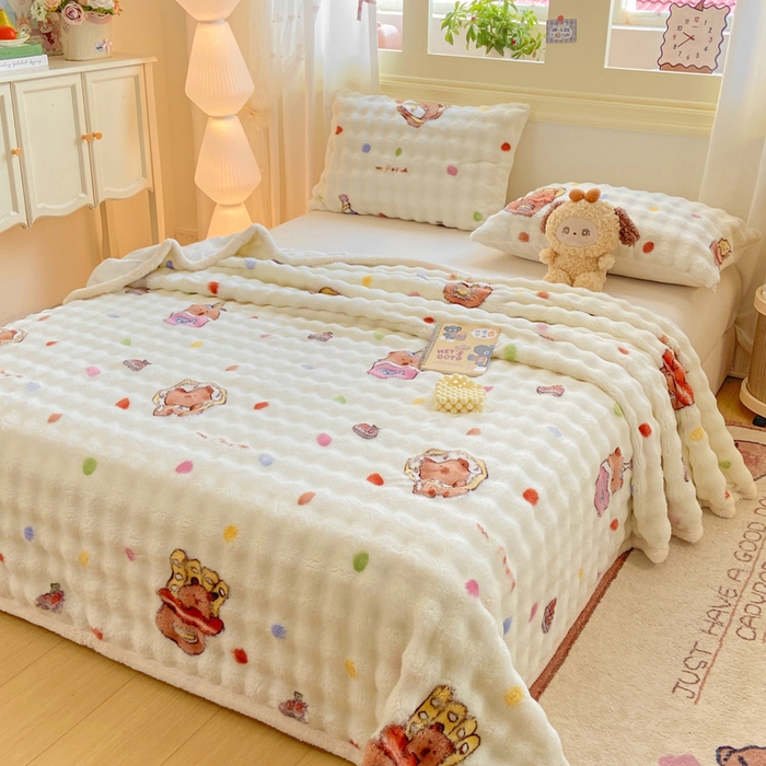 91家纺网 家纺一手货源 找家纺 （总）耐思家纺 2025新款泡泡牛奶绒印花单床单单品床单床单单件