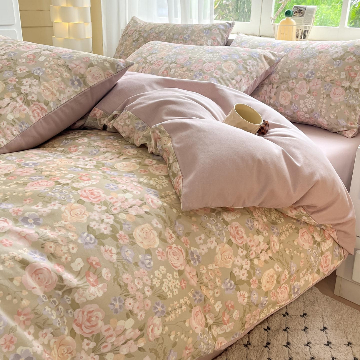 91家纺网 家纺一手货源 找家纺 涵宸家纺 2025新款原棉加厚磨毛印花四件套 素然