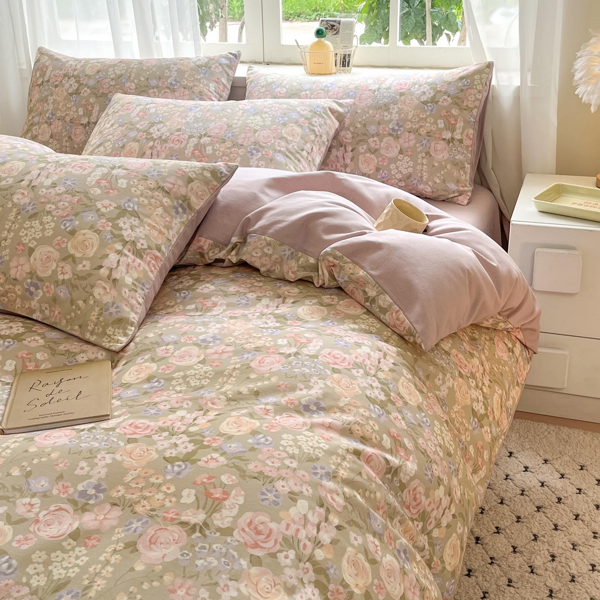 91家纺网 家纺一手货源 找家纺 涵宸家纺 2025新款原棉加厚磨毛印花四件套 素然