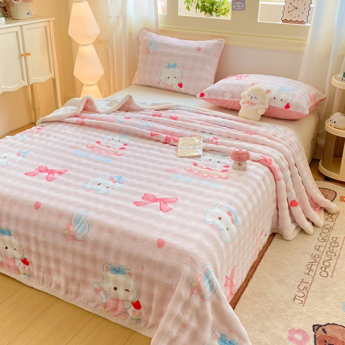 91家纺网 家纺一手货源 找家纺 （总）耐思家纺 2025新款泡泡牛奶绒印花单床单单品床单床单单件