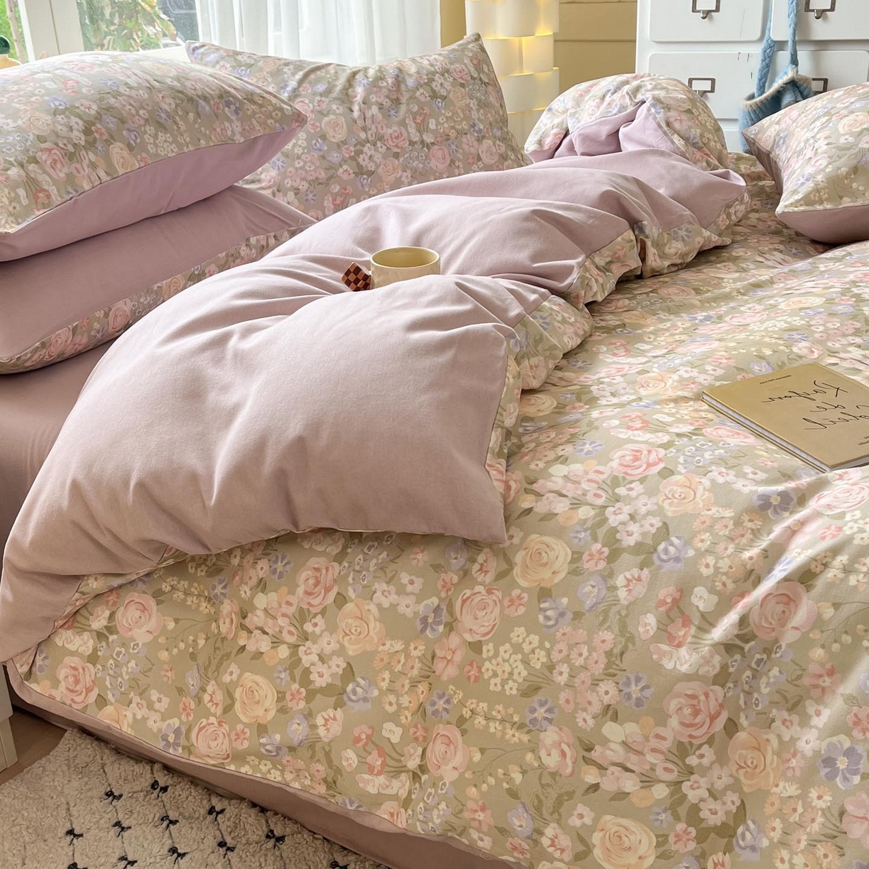 91家纺网 家纺一手货源 找家纺 涵宸家纺 2025新款原棉加厚磨毛印花四件套 素然