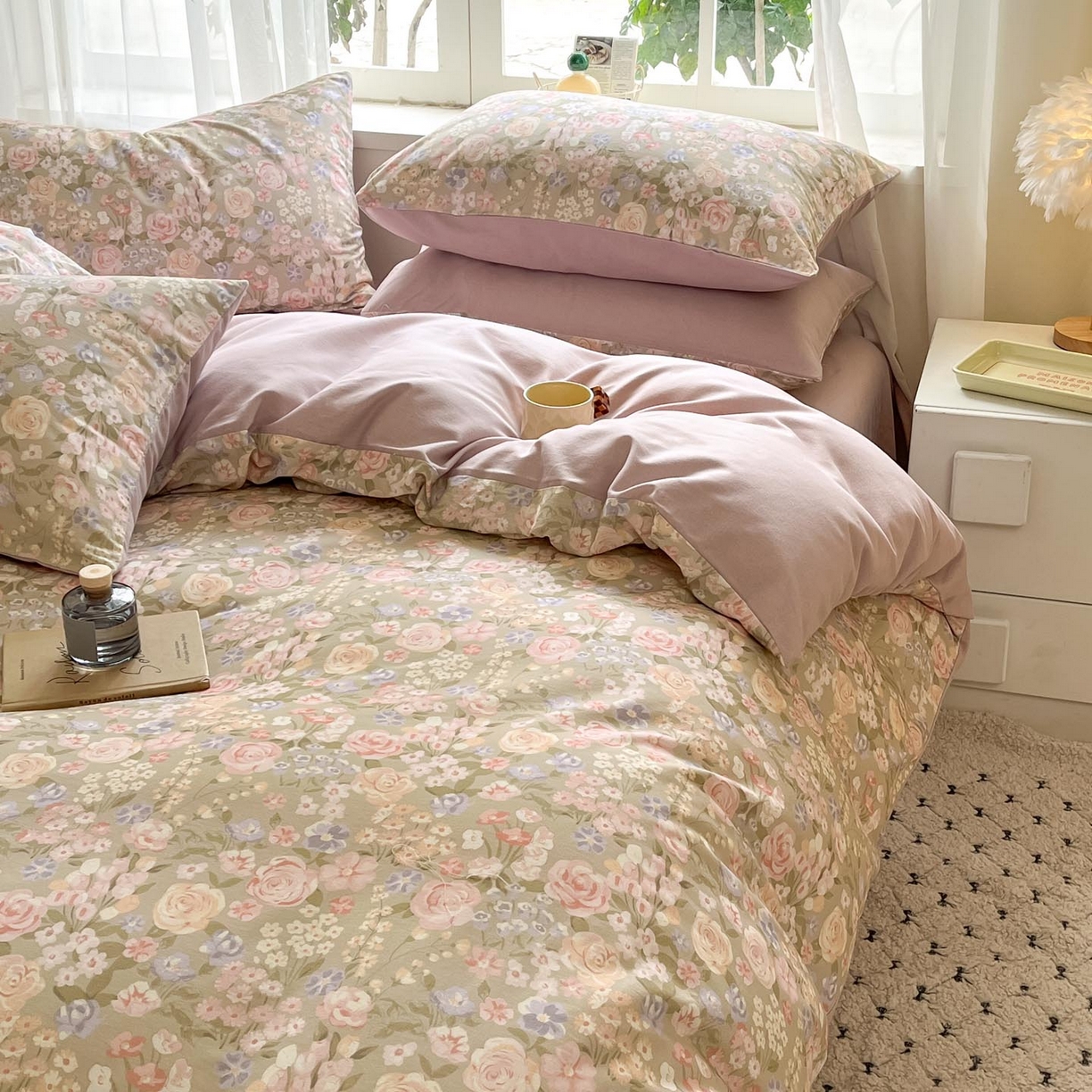 91家纺网 家纺一手货源 找家纺 涵宸家纺 2025新款原棉加厚磨毛印花四件套 素然