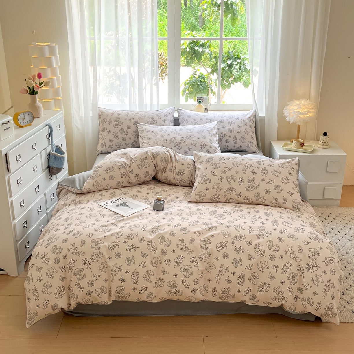 涵宸家纺 2025新款原棉加厚磨毛印花四件套 素颜