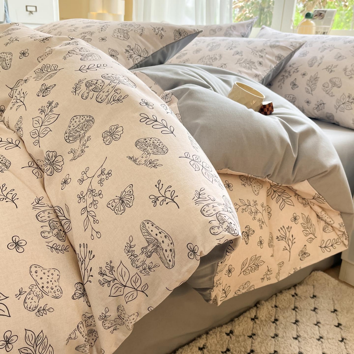 91家纺网 家纺一手货源 找家纺 涵宸家纺 2025新款原棉加厚磨毛印花四件套 素颜