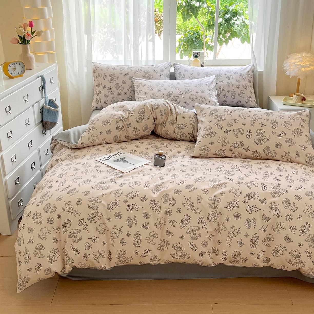 91家纺网 家纺一手货源 找家纺 涵宸家纺 2025新款原棉加厚磨毛印花四件套 素颜