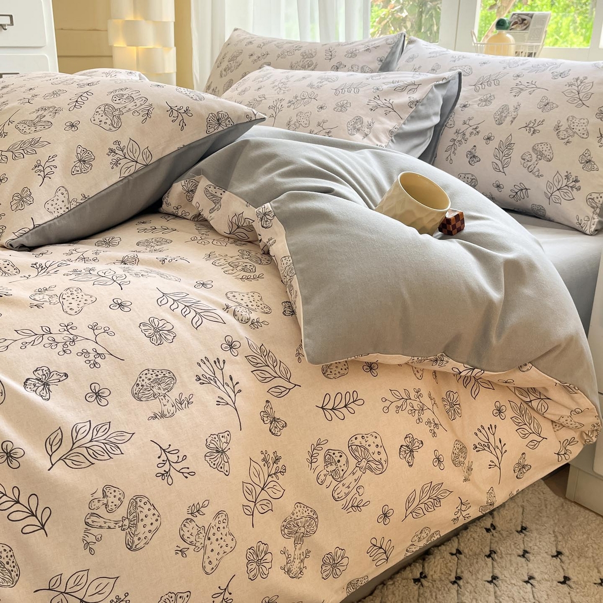 91家纺网 家纺一手货源 找家纺 涵宸家纺 2025新款原棉加厚磨毛印花四件套 素颜