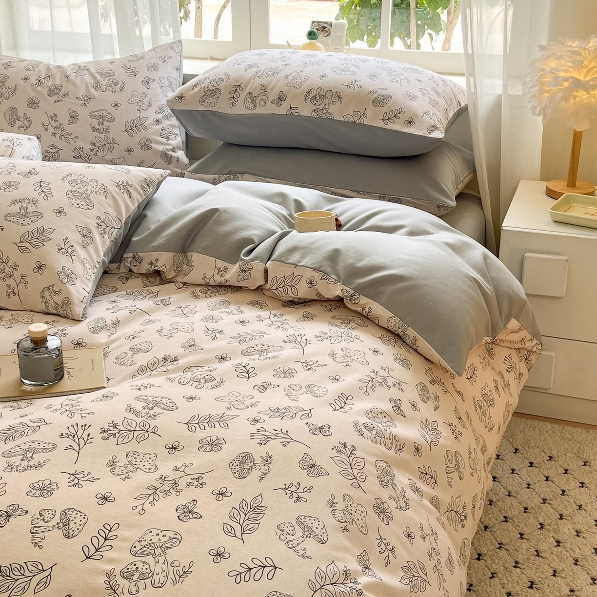 91家纺网 家纺一手货源 找家纺 涵宸家纺 2025新款原棉加厚磨毛印花四件套 素颜