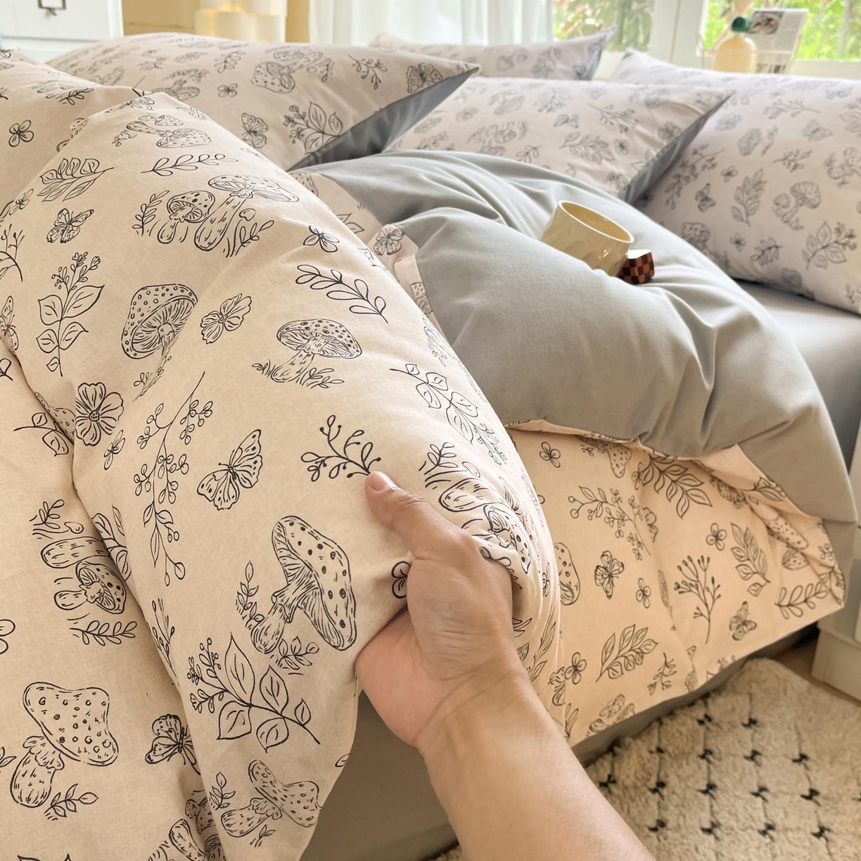 91家纺网 家纺一手货源 找家纺 涵宸家纺 2025新款原棉加厚磨毛印花四件套 素颜