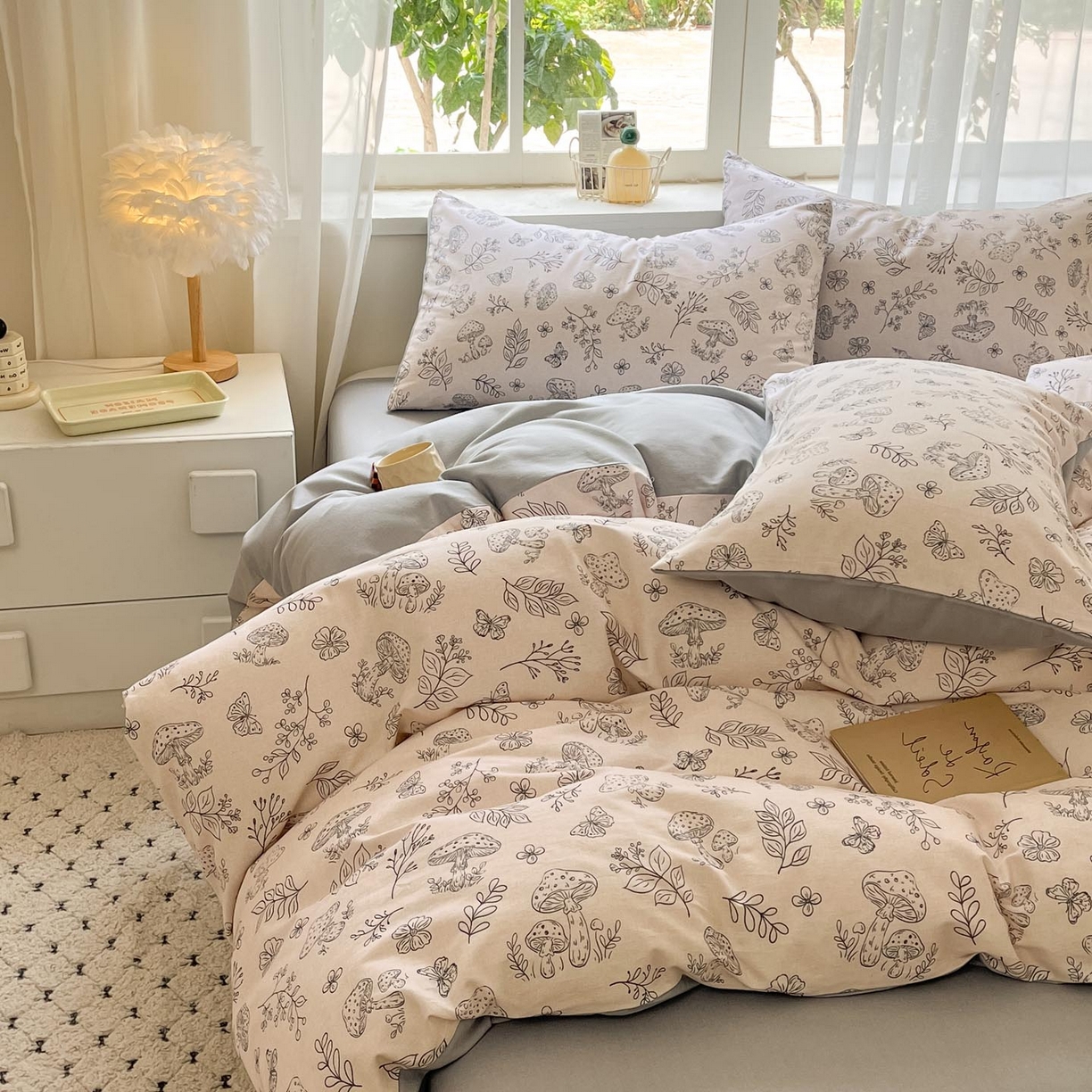 91家纺网 家纺一手货源 找家纺 涵宸家纺 2025新款原棉加厚磨毛印花四件套 素颜