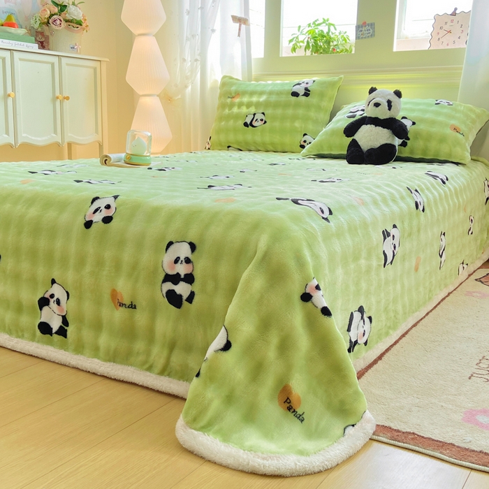 91家纺网 家纺一手货源 找家纺 耐思家纺 2025新款泡泡牛奶绒印花单床单单品床单床单单件 泡泡-熊猫宝贝