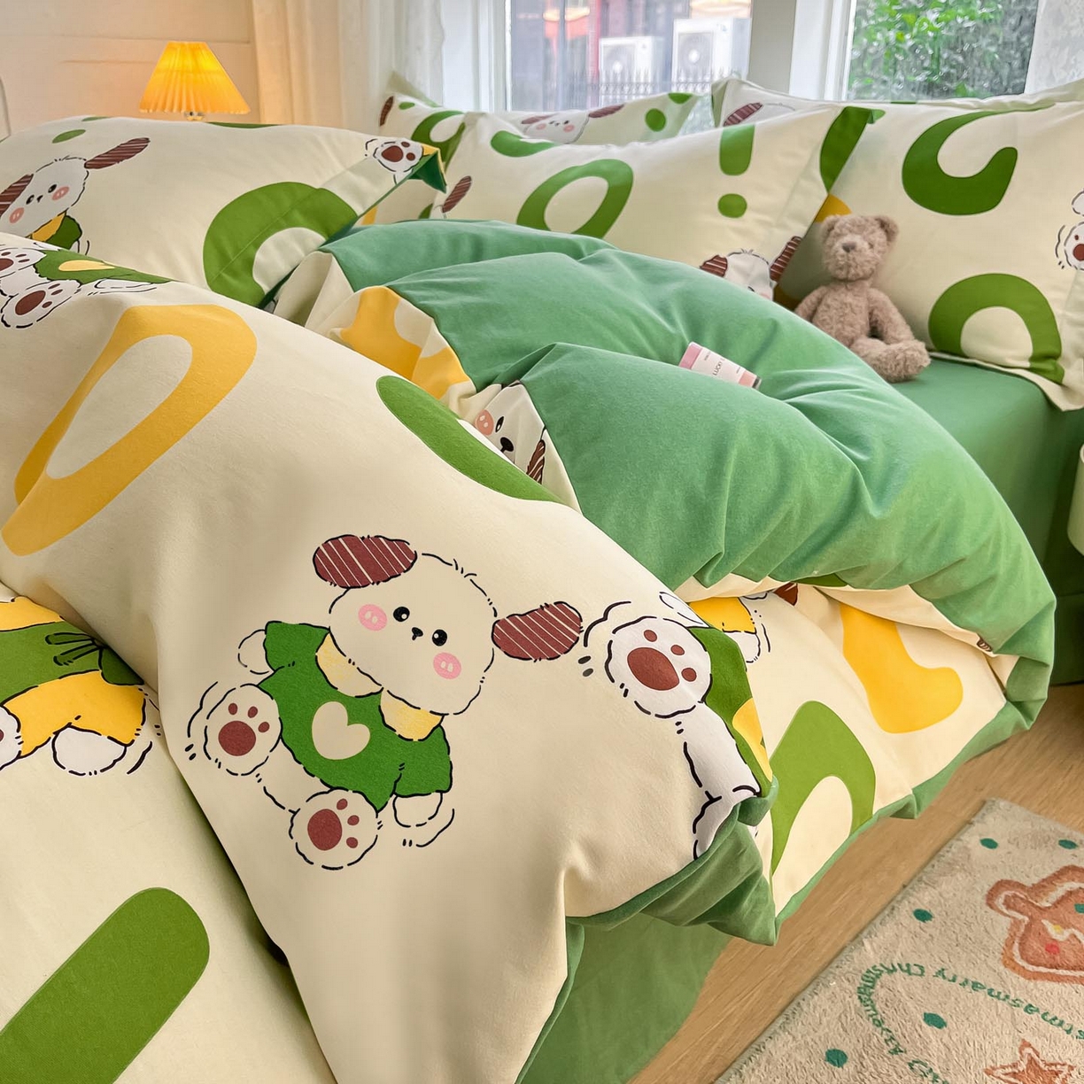 91家纺网 家纺一手货源 找家纺 涵宸家纺 2025新款原棉加厚磨毛印花四件套 淘气兄弟