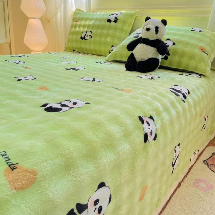 91家纺网 家纺一手货源 找家纺 耐思家纺 2025新款泡泡牛奶绒印花单床单单品床单床单单件 泡泡-熊猫宝贝