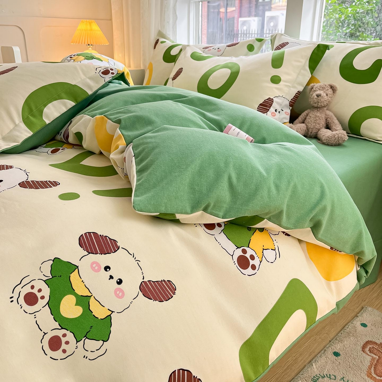 91家纺网 家纺一手货源 找家纺 涵宸家纺 2025新款原棉加厚磨毛印花四件套 淘气兄弟