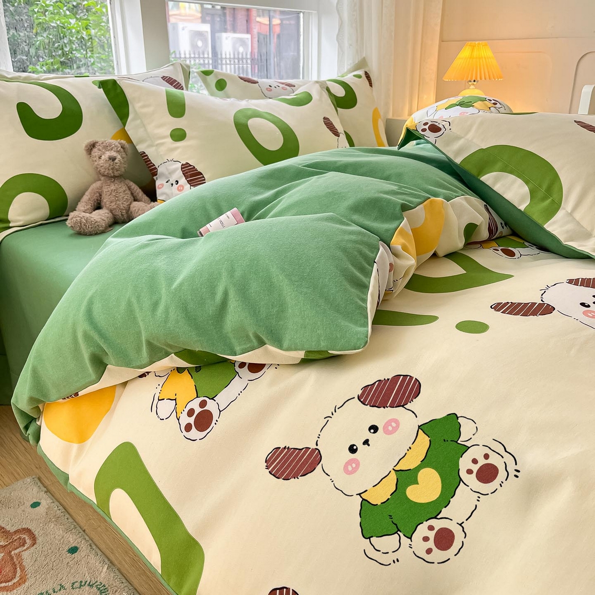 91家纺网 家纺一手货源 找家纺 涵宸家纺 2025新款原棉加厚磨毛印花四件套 淘气兄弟