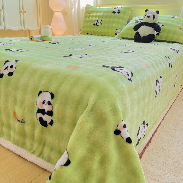 91家纺网 家纺一手货源 找家纺 耐思家纺 2025新款泡泡牛奶绒印花单床单单品床单床单单件 泡泡-熊猫宝贝