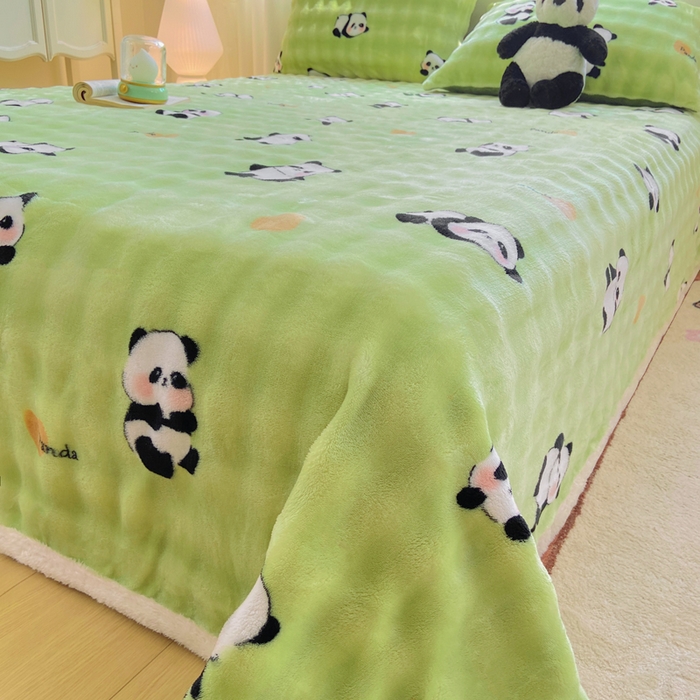 91家纺网 家纺一手货源 找家纺 耐思家纺 2025新款泡泡牛奶绒印花单床单单品床单床单单件 泡泡-熊猫宝贝