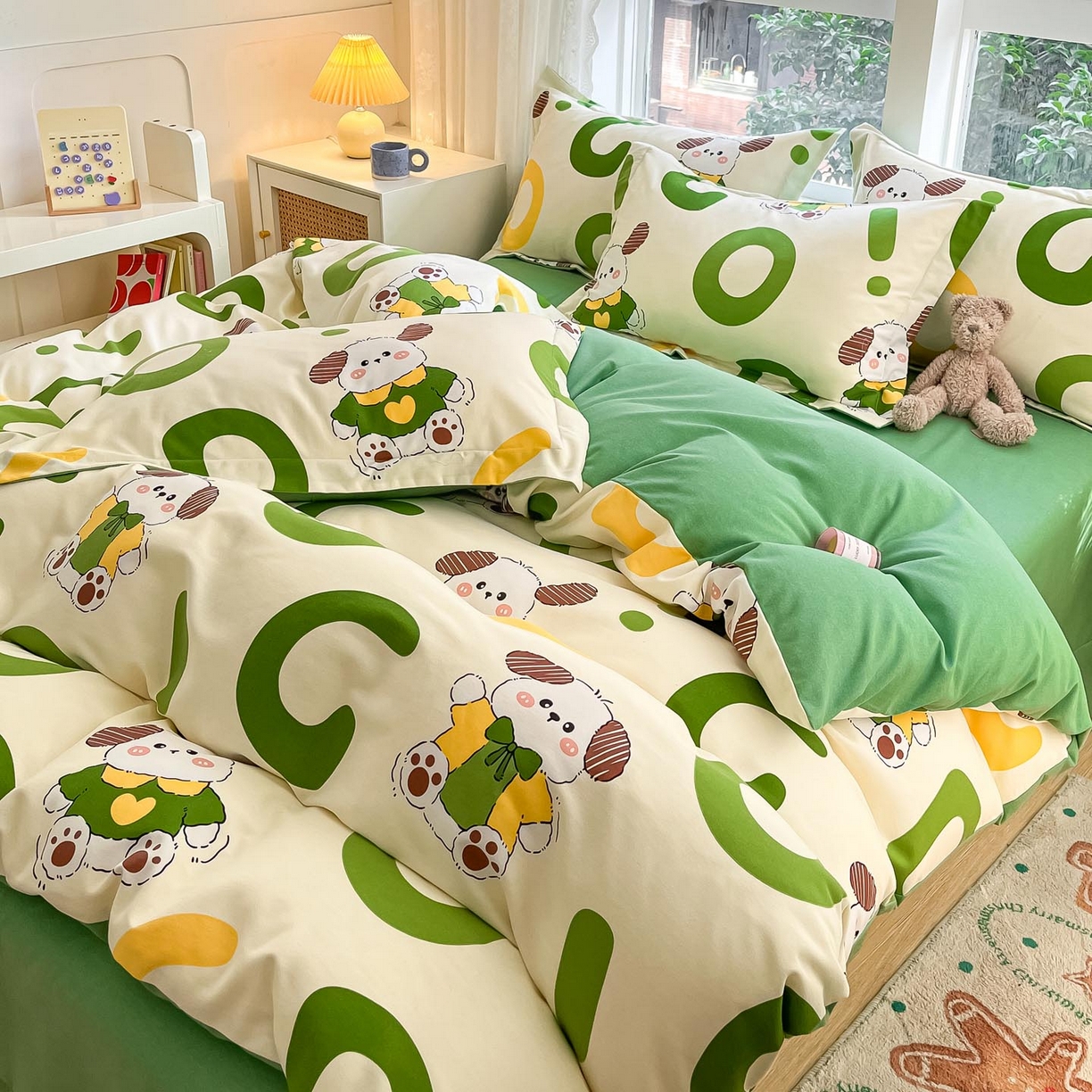 91家纺网 家纺一手货源 找家纺 涵宸家纺 2025新款原棉加厚磨毛印花四件套 淘气兄弟