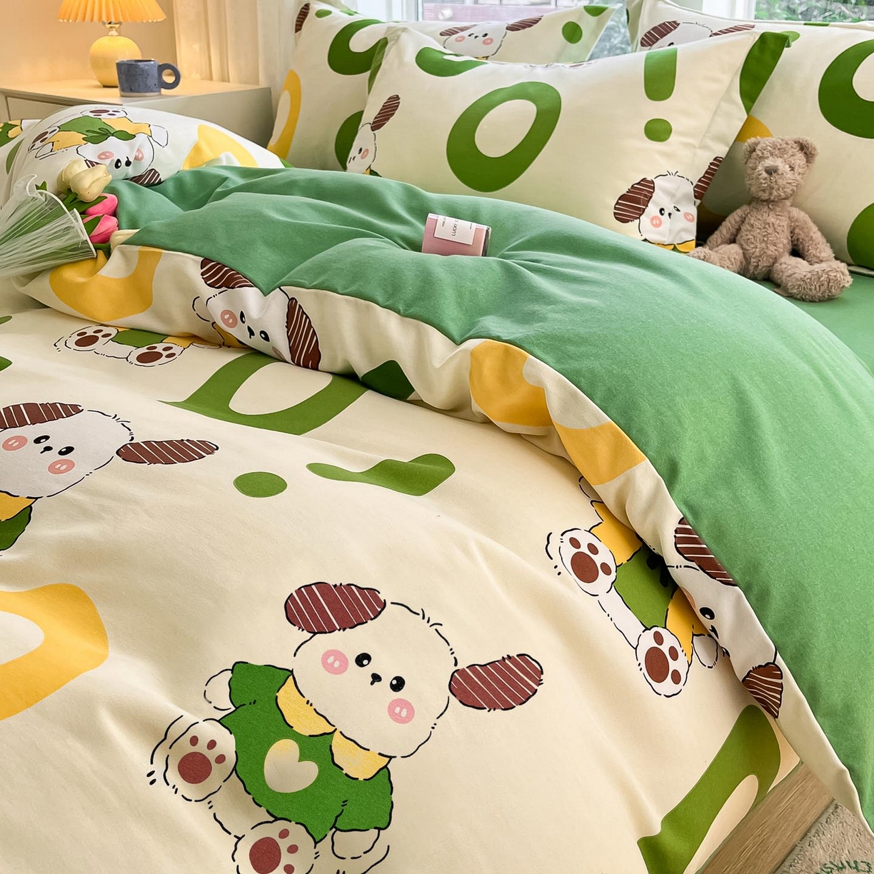 91家纺网 家纺一手货源 找家纺 涵宸家纺 2025新款原棉加厚磨毛印花四件套 淘气兄弟