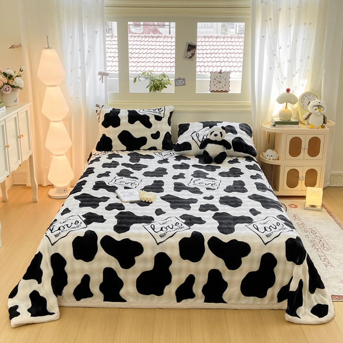 91家纺网 家纺一手货源 找家纺 耐思家纺 2025新款泡泡牛奶绒印花单床单单品床单床单单件 泡泡-萌牛