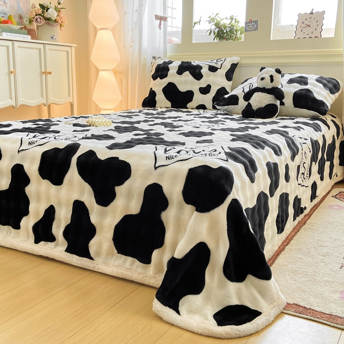 91家纺网 家纺一手货源 找家纺 耐思家纺 2025新款泡泡牛奶绒印花单床单单品床单床单单件 泡泡-萌牛