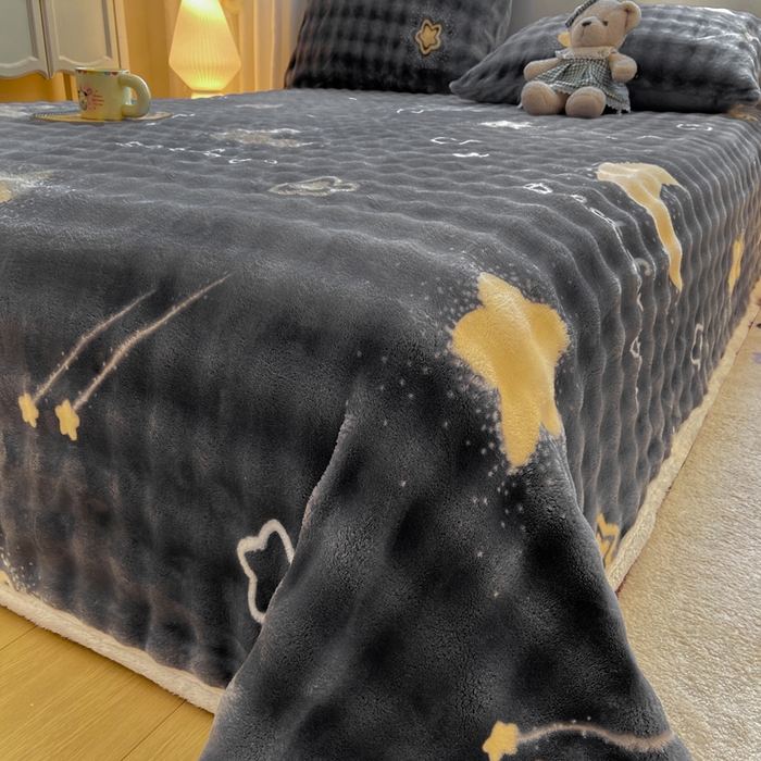 91家纺网 家纺一手货源 找家纺 耐思家纺 2025新款泡泡牛奶绒印花单床单单品床单床单单件 泡泡-星空