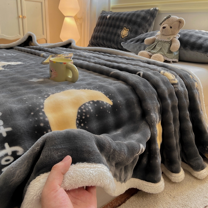 91家纺网 家纺一手货源 找家纺 耐思家纺 2025新款泡泡牛奶绒印花单床单单品床单床单单件 泡泡-星空