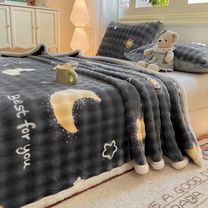 91家纺网 家纺一手货源 找家纺 耐思家纺 2025新款泡泡牛奶绒印花单床单单品床单床单单件 泡泡-星空