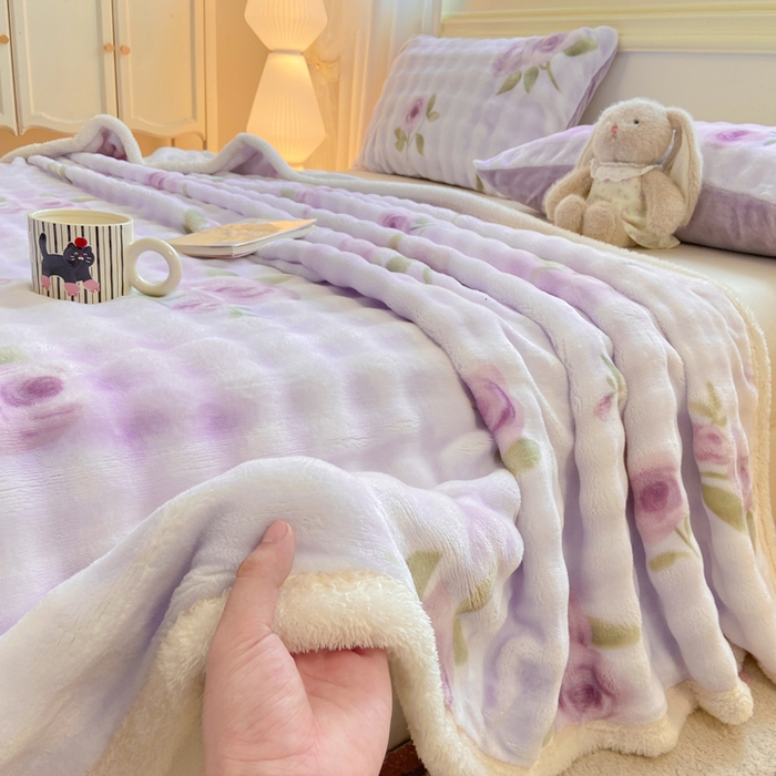 91家纺网 家纺一手货源 找家纺 耐思家纺 2025新款泡泡牛奶绒印花单床单单品床单床单单件 泡泡-花语