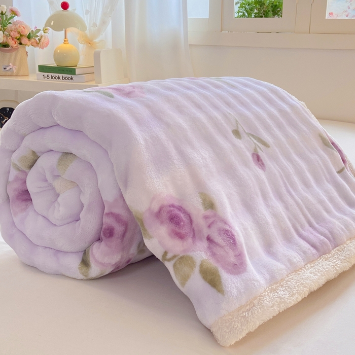 91家纺网 家纺一手货源 找家纺 耐思家纺 2025新款泡泡牛奶绒印花单床单单品床单床单单件 泡泡-花语