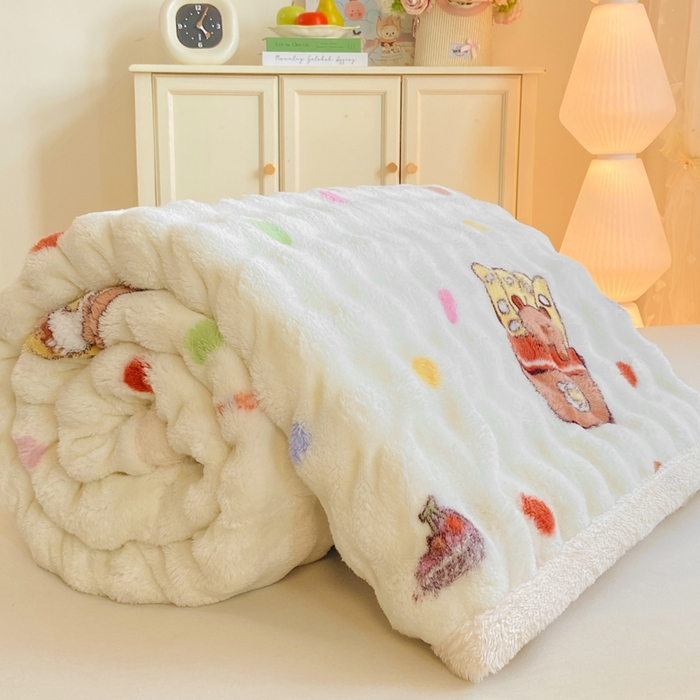 91家纺网 家纺一手货源 找家纺 耐思家纺 2025新款泡泡牛奶绒印花单床单单品床单床单单件 泡泡-波点熊