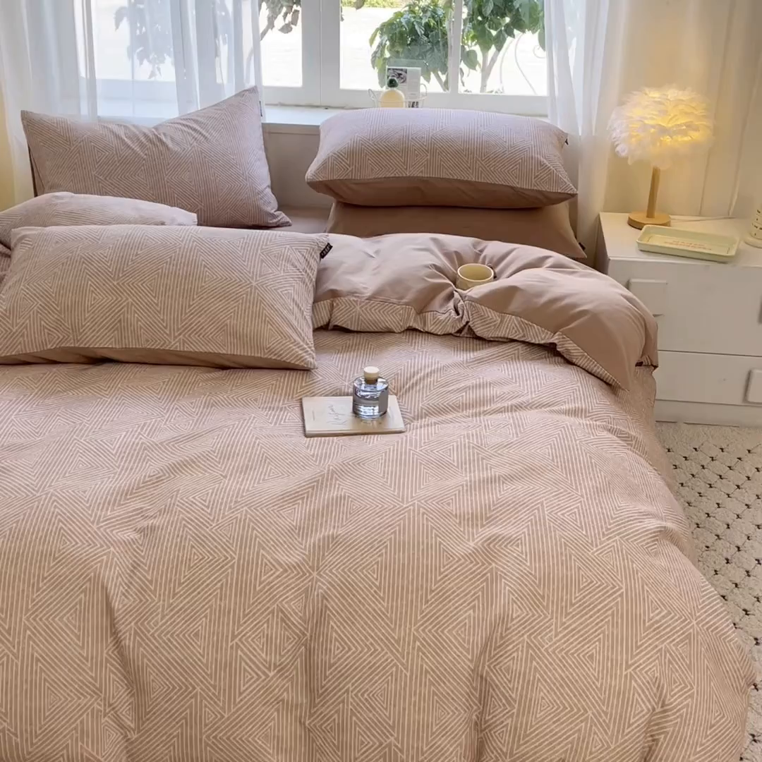 91家纺网 家纺一手货源 找家纺 涵宸家纺 2025新款原棉加厚磨毛印花四件套 无遇