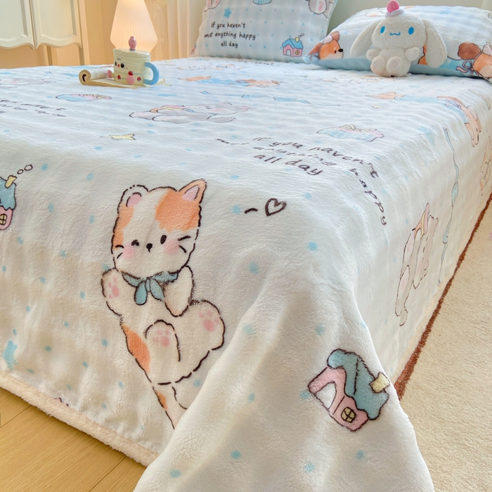 91家纺网 家纺一手货源 找家纺 耐思家纺 2025新款泡泡牛奶绒印花单床单单品床单床单单件 泡泡-宠物聚会