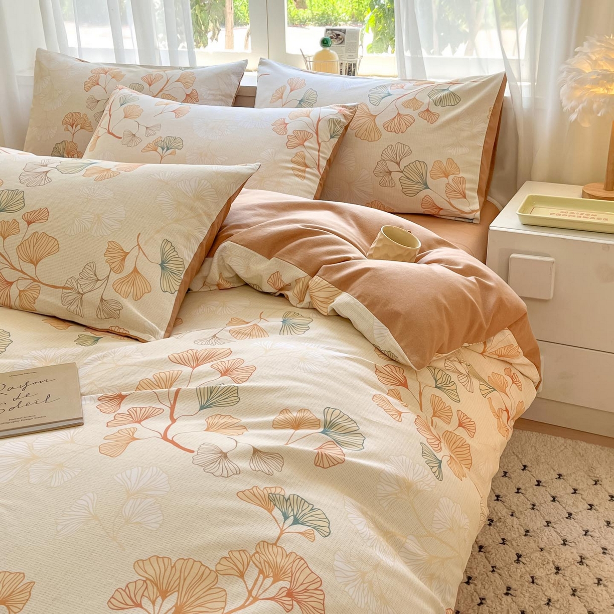 91家纺网 家纺一手货源 找家纺 涵宸家纺 2025新款原棉加厚磨毛印花四件套 叶恋