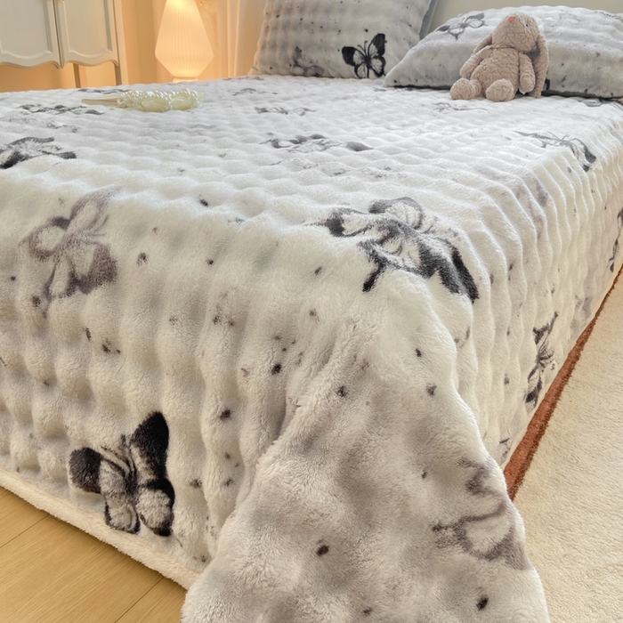 91家纺网 家纺一手货源 找家纺 耐思家纺 2025新款泡泡牛奶绒印花单床单单品床单床单单件 泡泡-蝶舞