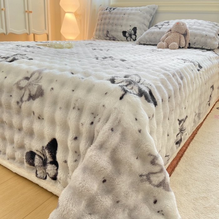 91家纺网 家纺一手货源 找家纺 耐思家纺 2025新款泡泡牛奶绒印花单床单单品床单床单单件 泡泡-蝶舞