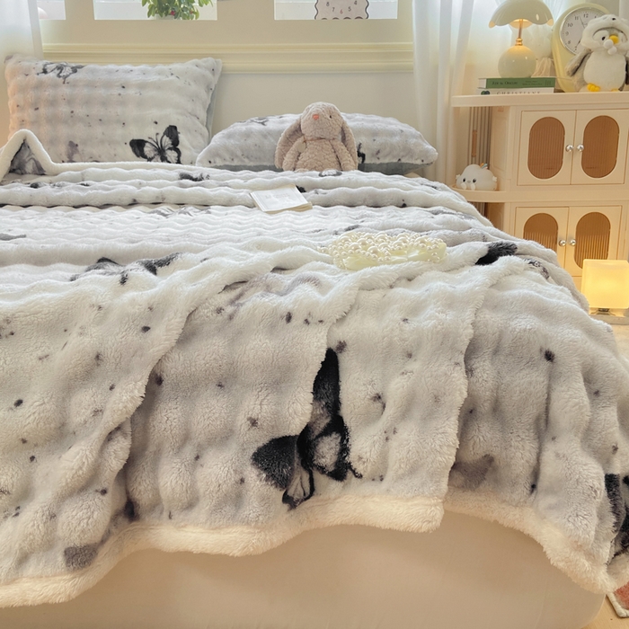 91家纺网 家纺一手货源 找家纺 耐思家纺 2025新款泡泡牛奶绒印花单床单单品床单床单单件 泡泡-蝶舞