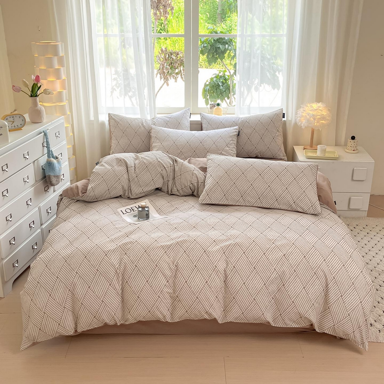 涵宸家纺 2025新款原棉加厚磨毛印花四件套 渊默