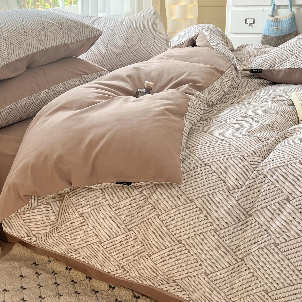 91家纺网 家纺一手货源 找家纺 涵宸家纺 2025新款原棉加厚磨毛印花四件套 渊默