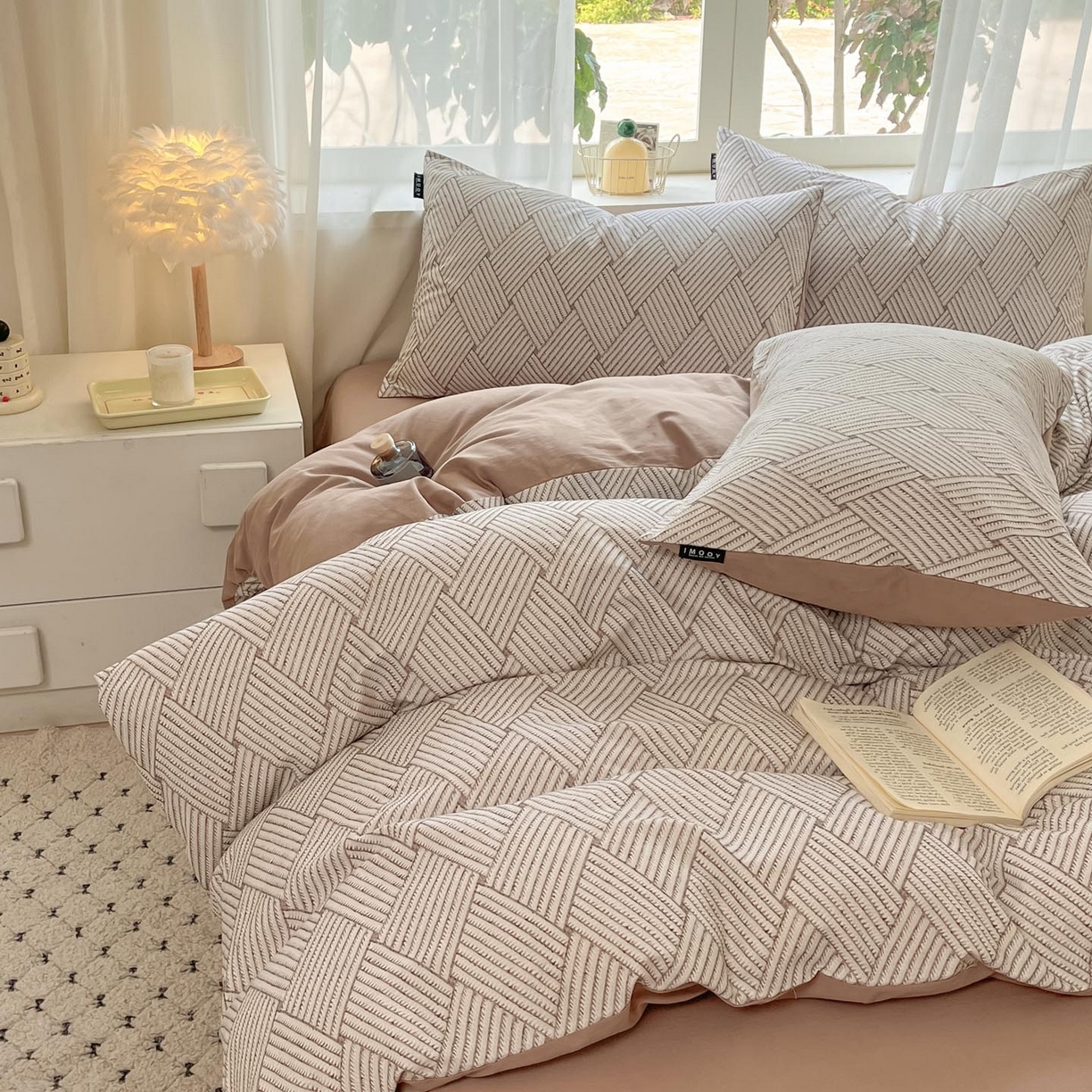 91家纺网 家纺一手货源 找家纺 涵宸家纺 2025新款原棉加厚磨毛印花四件套 渊默