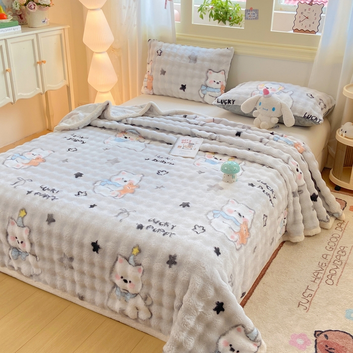 耐思家纺 2025新款泡泡牛奶绒印花单床单单品床单床单单件 泡泡-欢乐狗狗