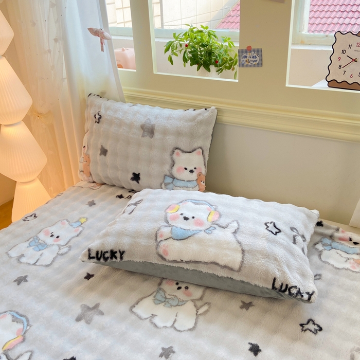 91家纺网 家纺一手货源 找家纺 耐思家纺 2025新款泡泡牛奶绒印花单床单单品床单床单单件 泡泡-欢乐狗狗