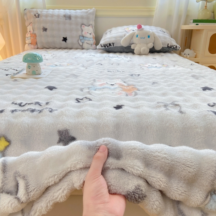 91家纺网 家纺一手货源 找家纺 耐思家纺 2025新款泡泡牛奶绒印花单床单单品床单床单单件 泡泡-欢乐狗狗