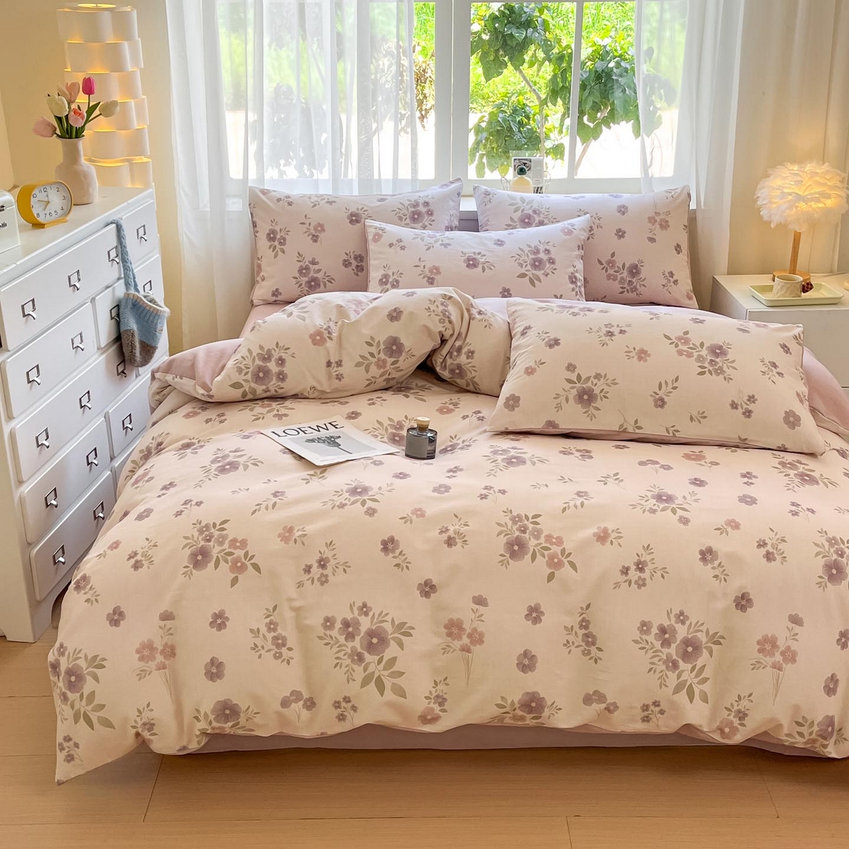 91家纺网 家纺一手货源 找家纺 涵宸家纺 2025新款原棉加厚磨毛印花四件套 云间花