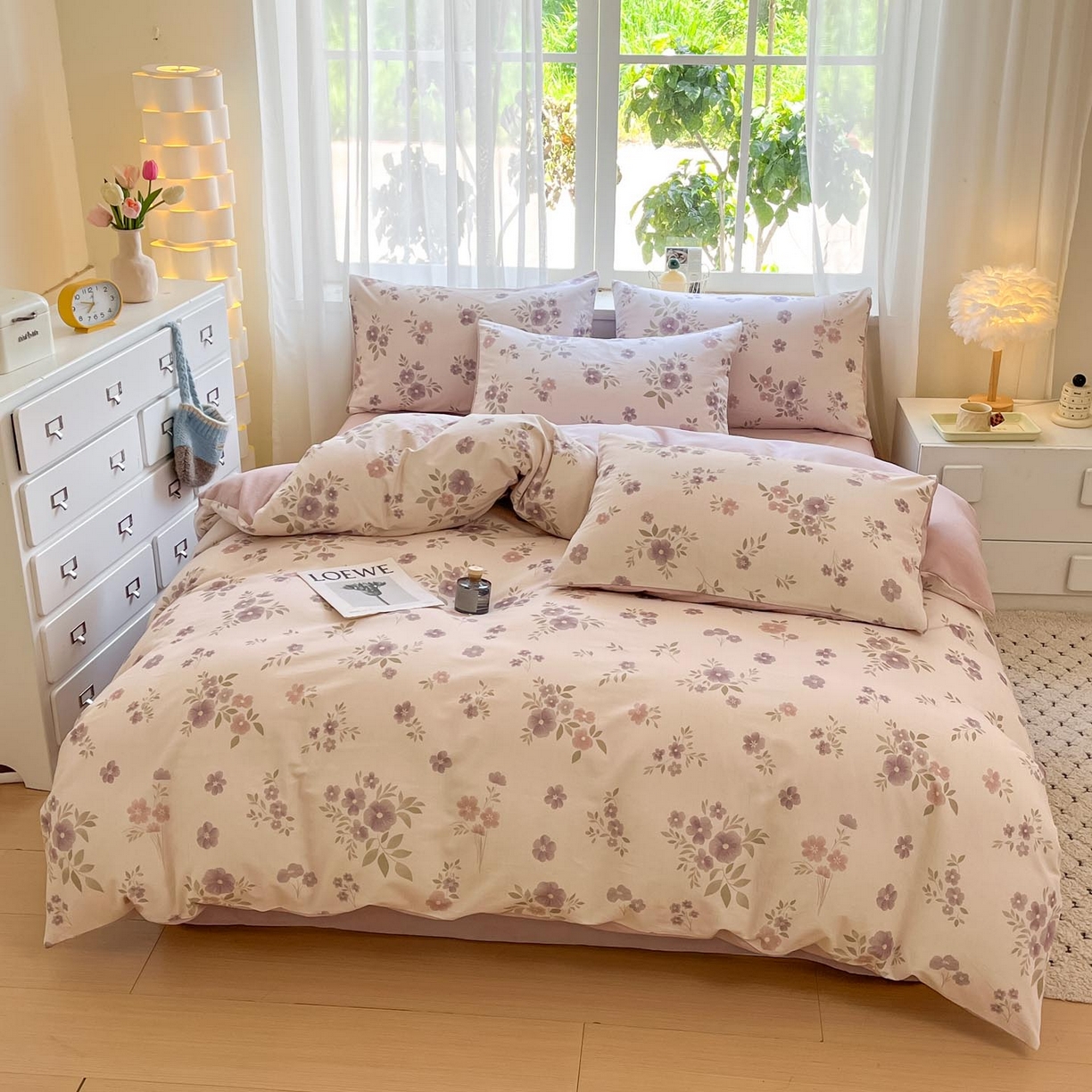 91家纺网 家纺一手货源 找家纺 涵宸家纺 2025新款原棉加厚磨毛印花四件套 云间花