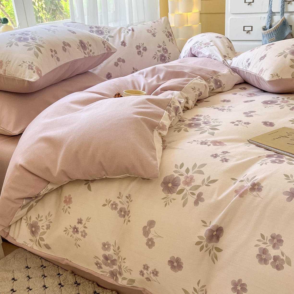 91家纺网 家纺一手货源 找家纺 涵宸家纺 2025新款原棉加厚磨毛印花四件套 云间花