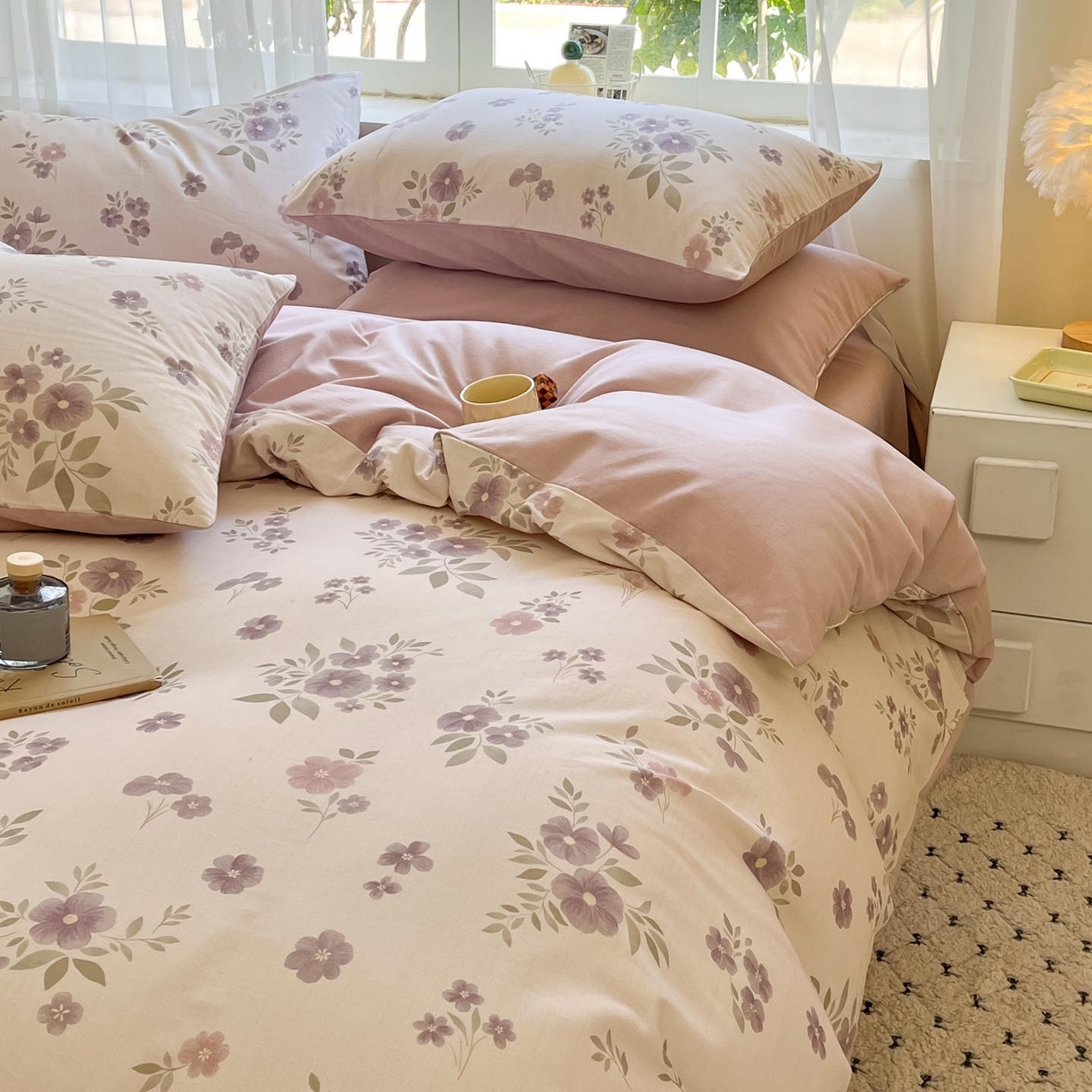 91家纺网 家纺一手货源 找家纺 涵宸家纺 2025新款原棉加厚磨毛印花四件套 云间花