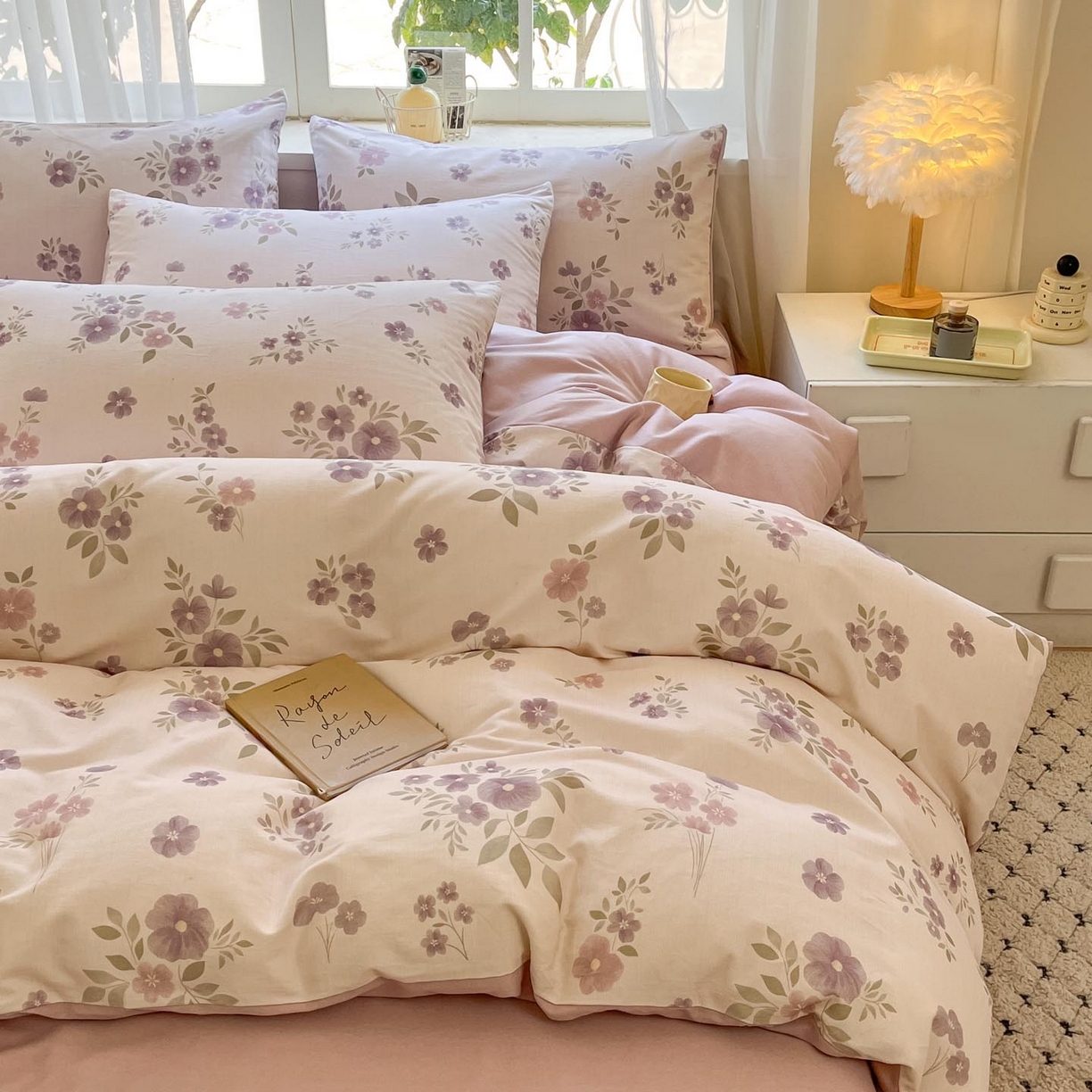 91家纺网 家纺一手货源 找家纺 涵宸家纺 2025新款原棉加厚磨毛印花四件套 云间花