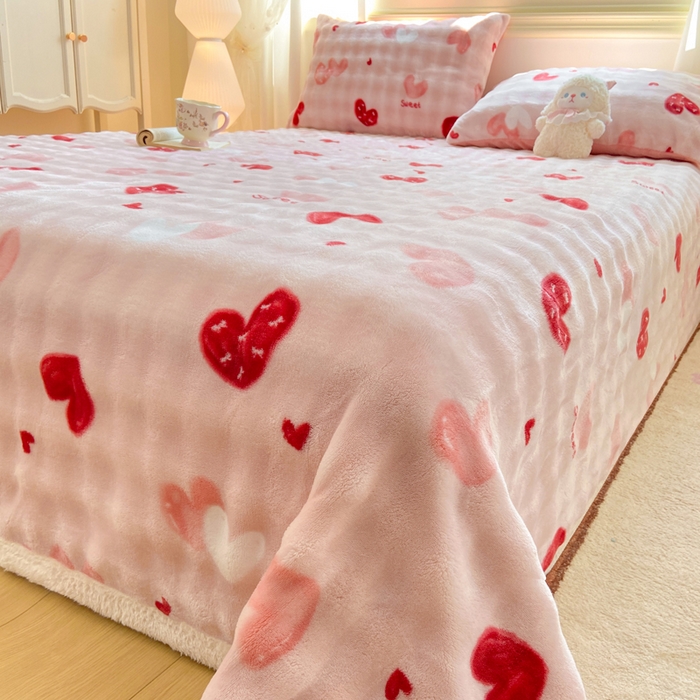 91家纺网 家纺一手货源 找家纺 耐思家纺 2025新款泡泡牛奶绒印花单床单单品床单床单单件 泡泡-甜心粉