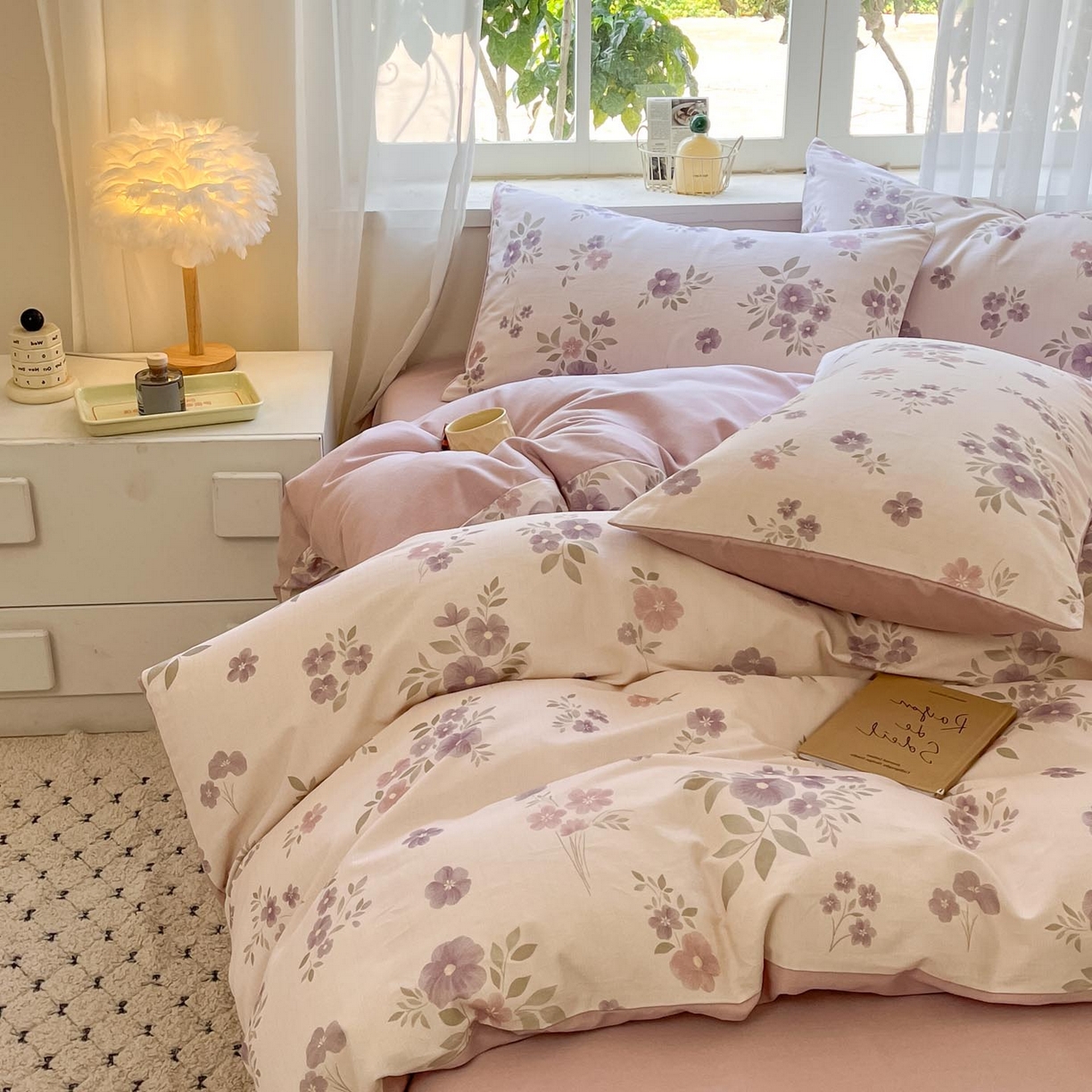 91家纺网 家纺一手货源 找家纺 涵宸家纺 2025新款原棉加厚磨毛印花四件套 云间花