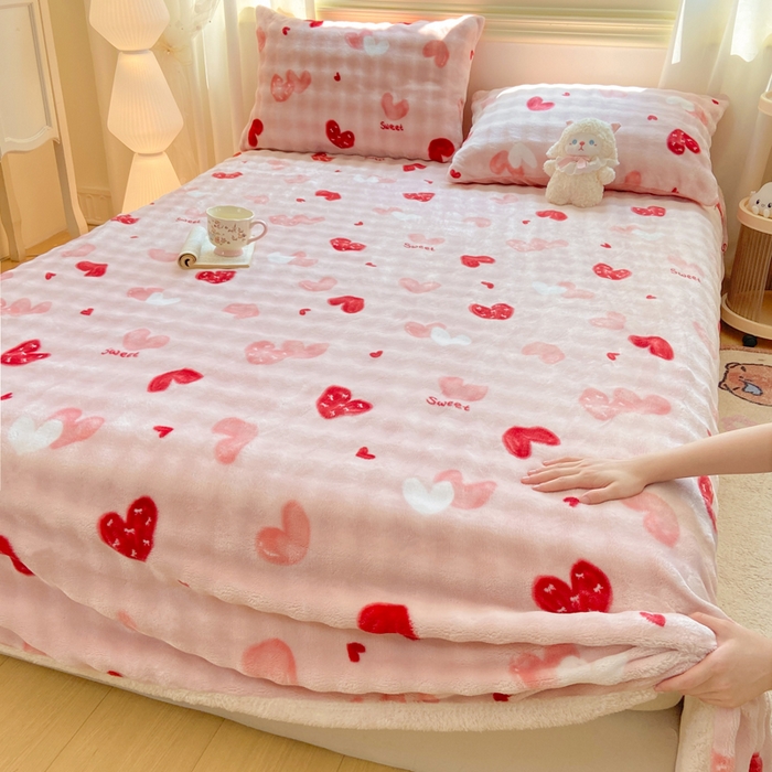 91家纺网 家纺一手货源 找家纺 耐思家纺 2025新款泡泡牛奶绒印花单床单单品床单床单单件 泡泡-甜心粉